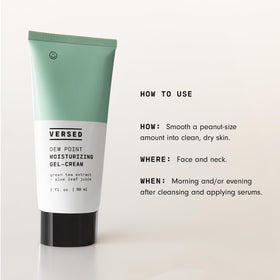 Versed Dew Point gel texture close-up highlighting lightweight, cooling finish