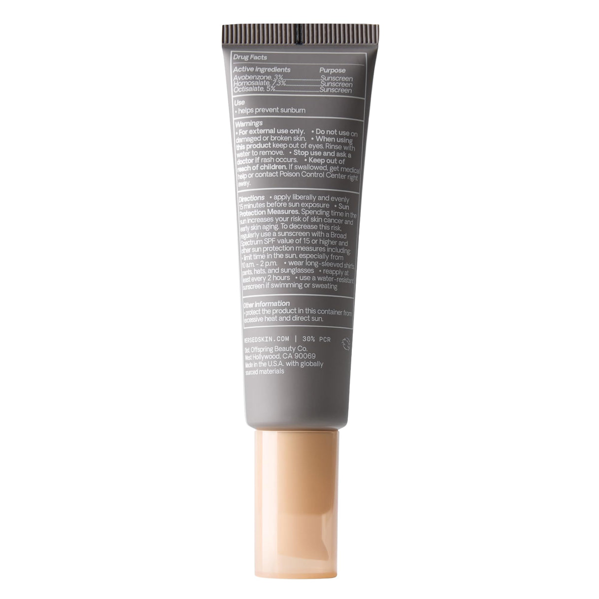 Versed product label showing ingredients and clean cruelty-free benefits