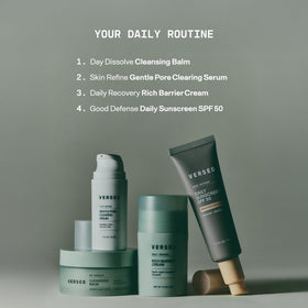 Versed bottle on bathroom shelf lifestyle shot suggesting daily ritual use