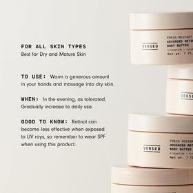 Versed applying body butter on arm to smooth texture and hydrate