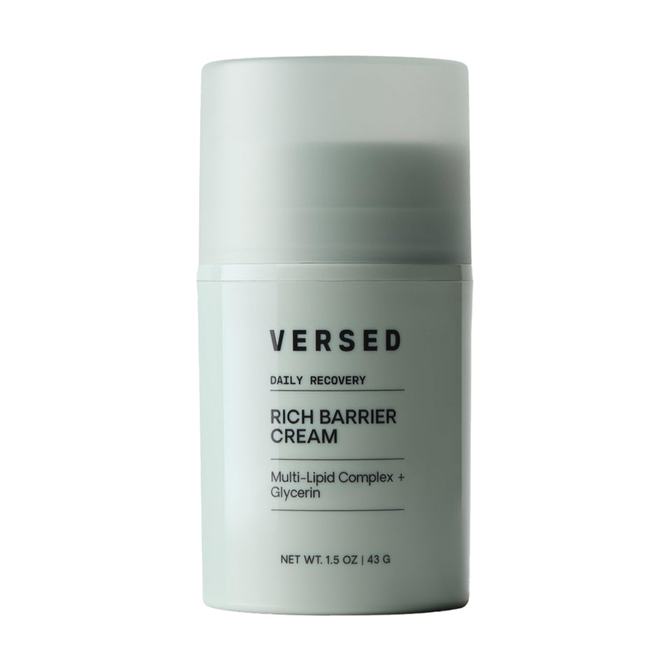 Versed jar front view showing clean packaging and nourishing cream