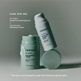 Versed serum being applied to model's cheek showing pore-refining benefit