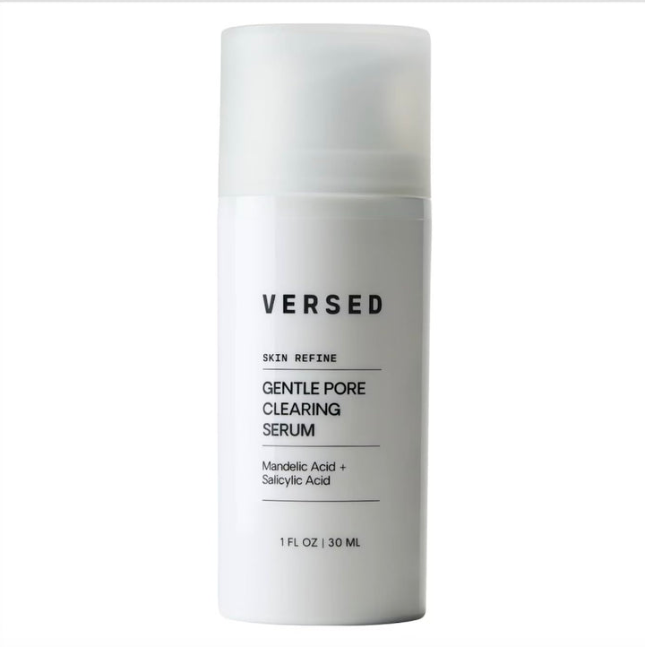 Versed front bottle showing clean label and size, promotes clear skin