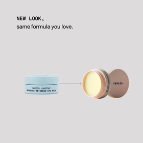 Versed open jar revealing creamy balm to show applicator-ready formula
