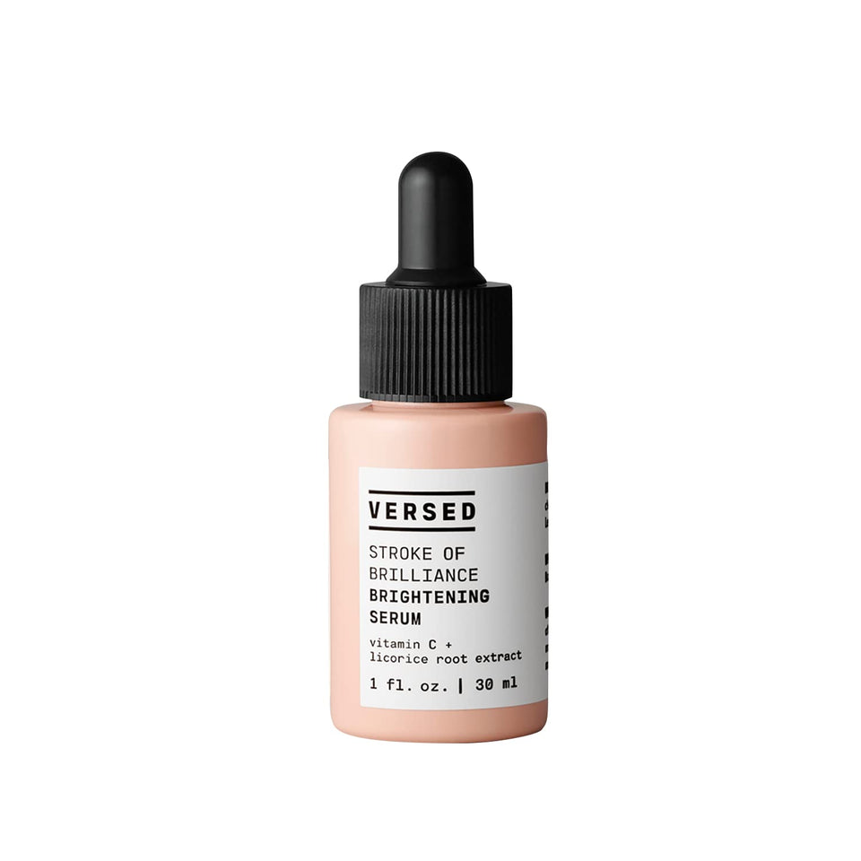 Versed bottle front view showing label and compact packaging benefit brightens skin