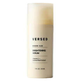 Versed Weekend Glow front bottle shot showing label and recycled packaging, conveys clean formula benefit