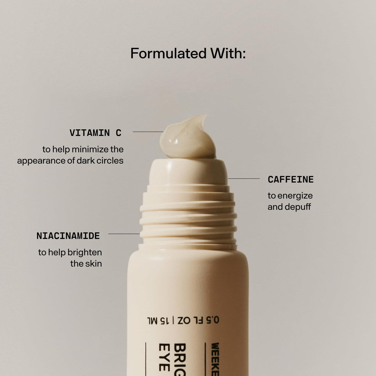 Versed eye gel in hand to show .5 oz scale and easy-packing for travel