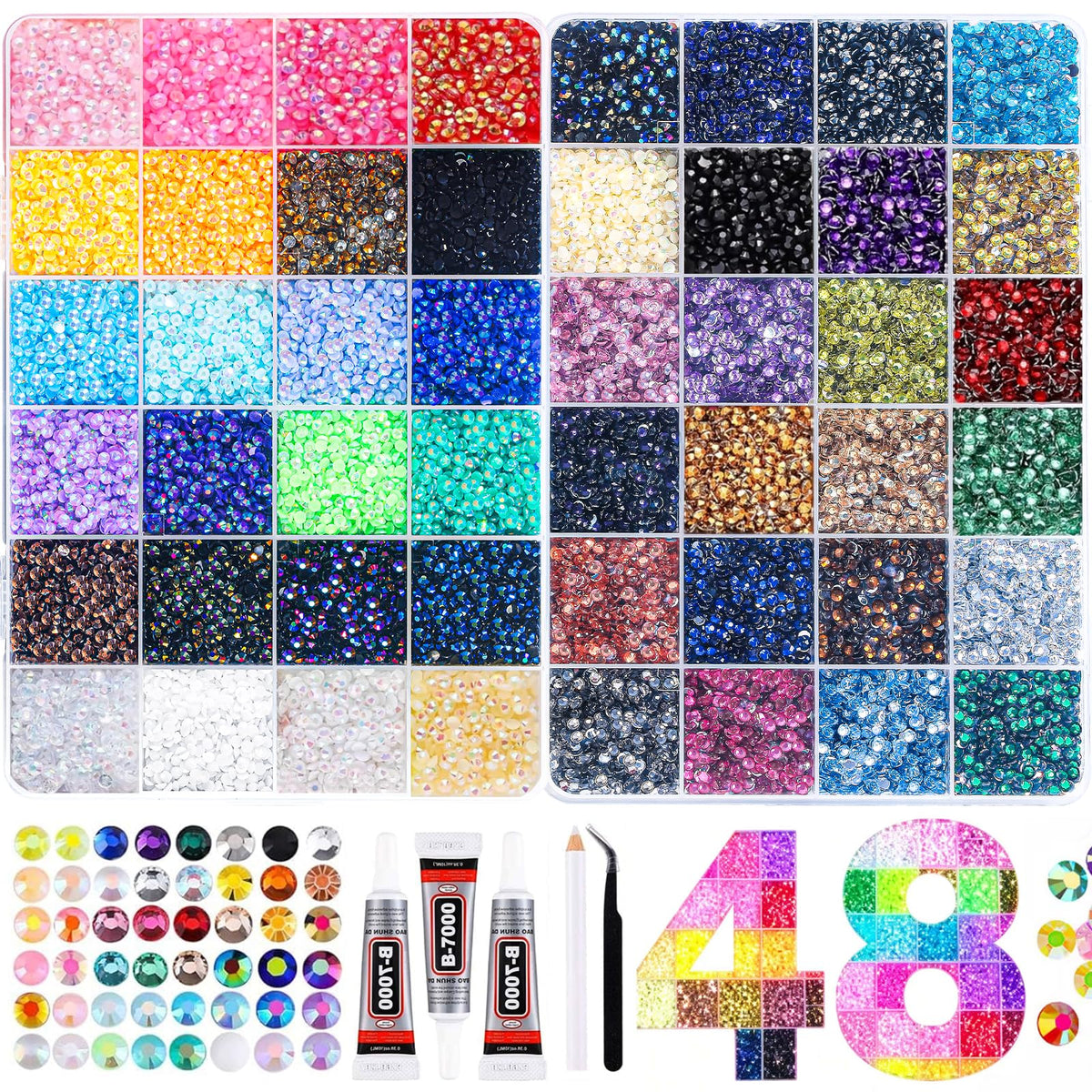 Vertdens front packaging showing 48 colors and included tools for instant crafting