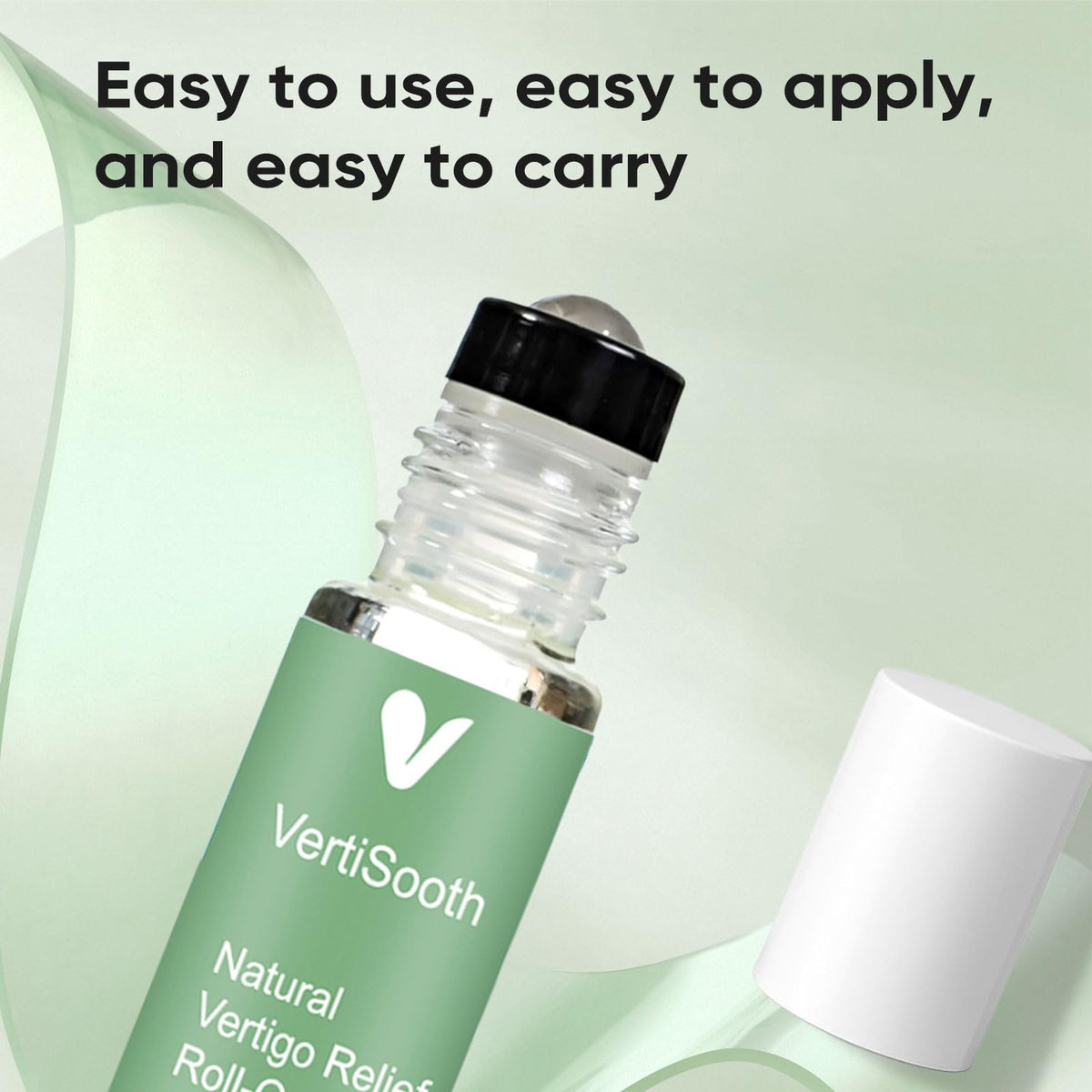 VERTISOOTH applied to temple area demonstrating targeted relief and discreet, fast-acting comfort
