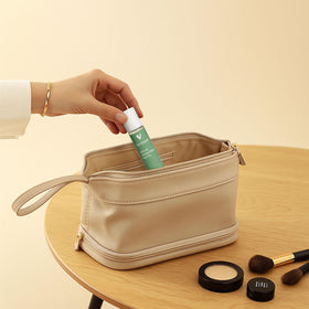 VERTISOOTH in a travel bag lifestyle shot showing portability and quick use while commuting