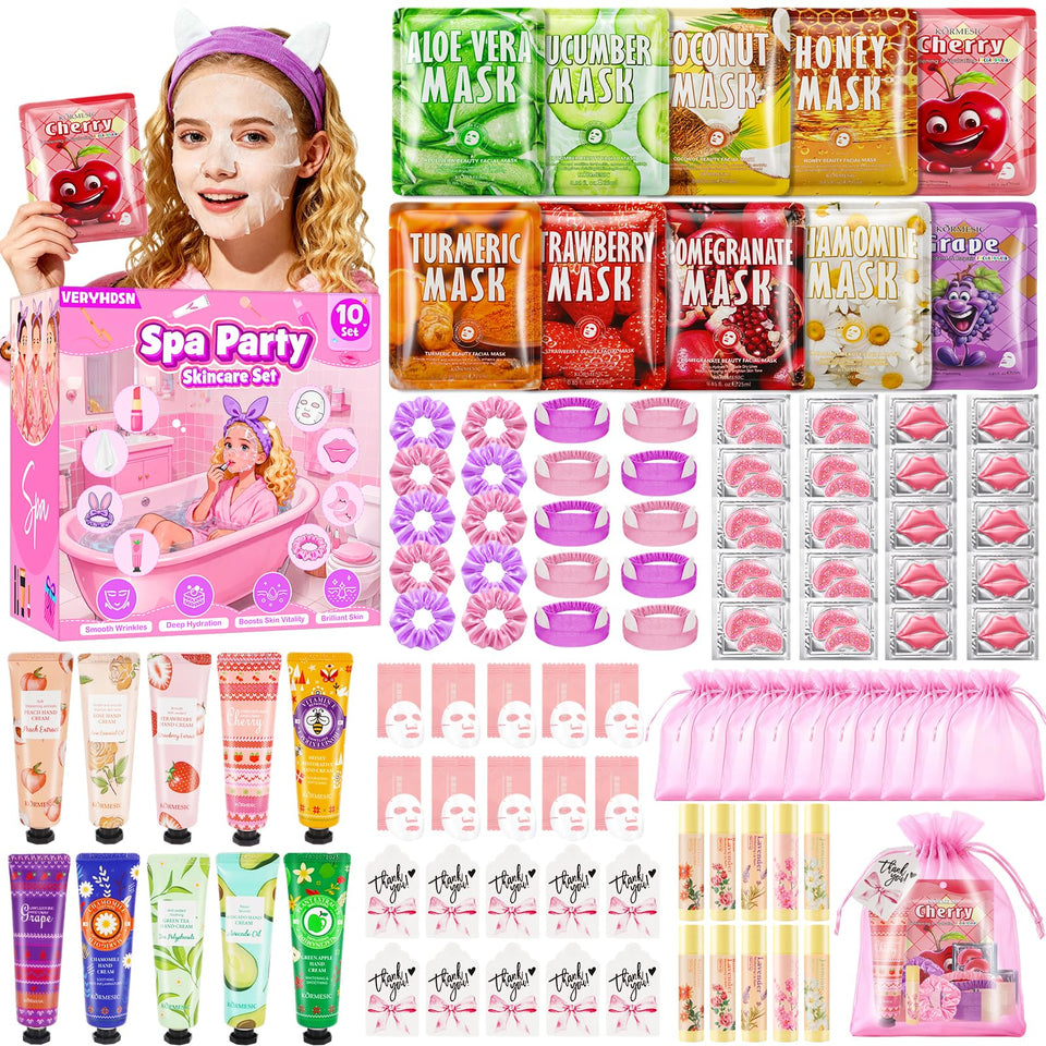 VERYHDSN front packaging showing all 100 spa pieces, great for gift-ready presentation