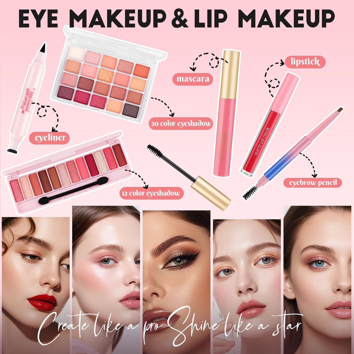 VESPRO eyeshadow palette open with blendable shades for versatile looks