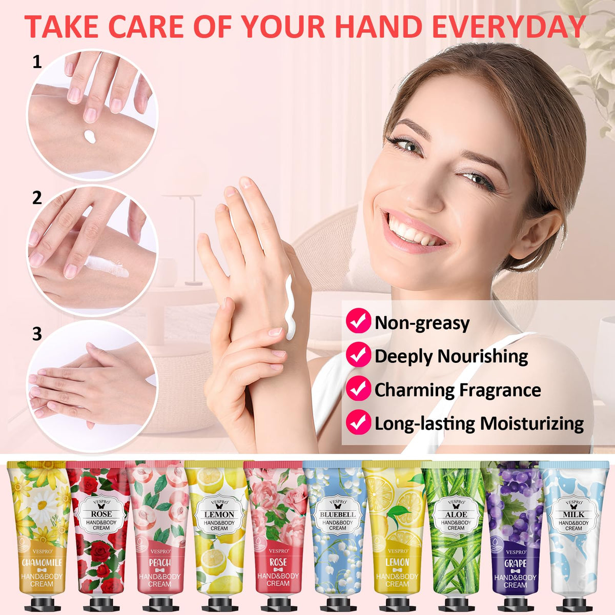 VESPRO mini hand cream in hand demonstrating travel-friendly portability