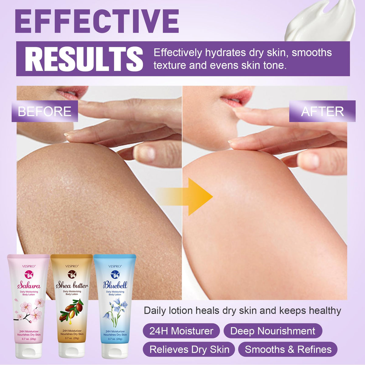 VESPRO ingredient label close-up highlighting shea butter benefits