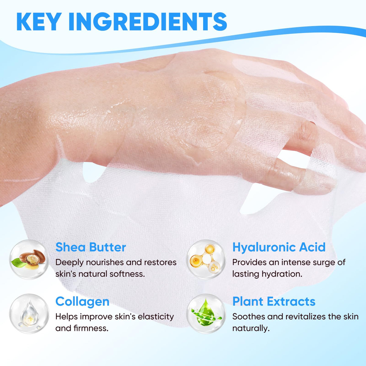 VESPRO mask sheet close-up texture showing thin cotton sheet and hydrating serum