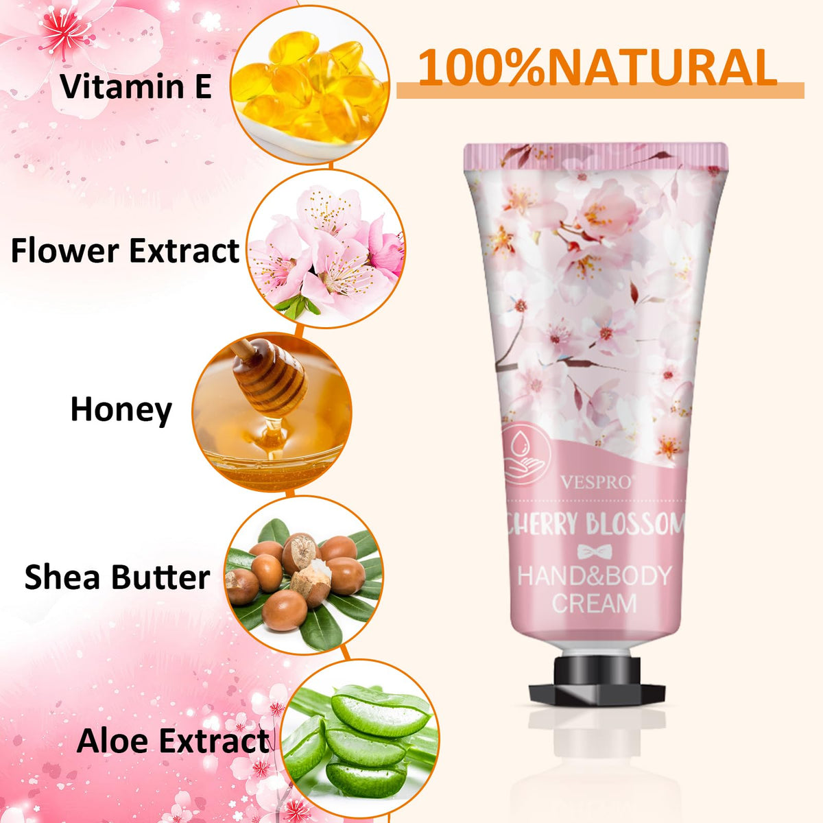 VESPRO mini hand cream in hand to show travel-sized convenience and portability