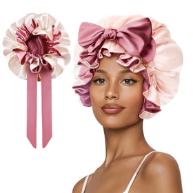 Vettres bonnet front view in pink showing full coverage and neat fit