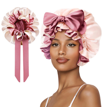 Vettres bonnet front view in pink showing full coverage and neat fit