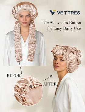 Vettres ruched ribbons detail focusing on wrap ties benefit: heatless curling support