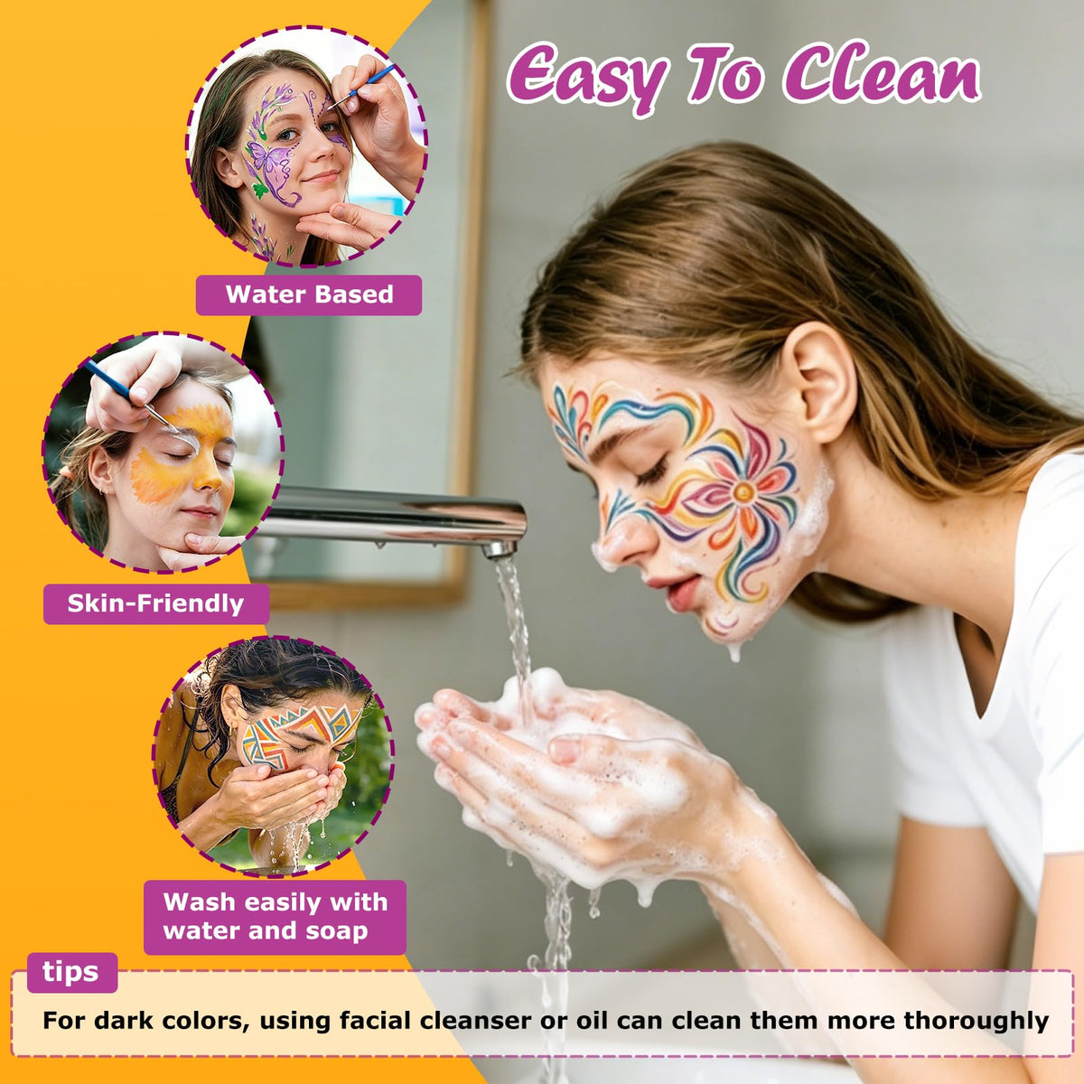 Vetuslumen wash off demo showing easy removal with water and mild soap