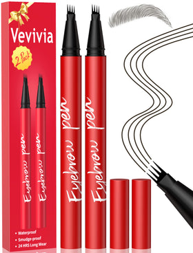 Vevivia Beauty front packaging showing two brow pens and shade labeling for easy selection