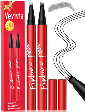 Vevivia Beauty front packaging showing two black eyebrow pens and value pack