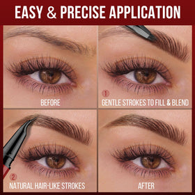Vevivia before and after brows demonstrating fuller natural-looking results with the pen