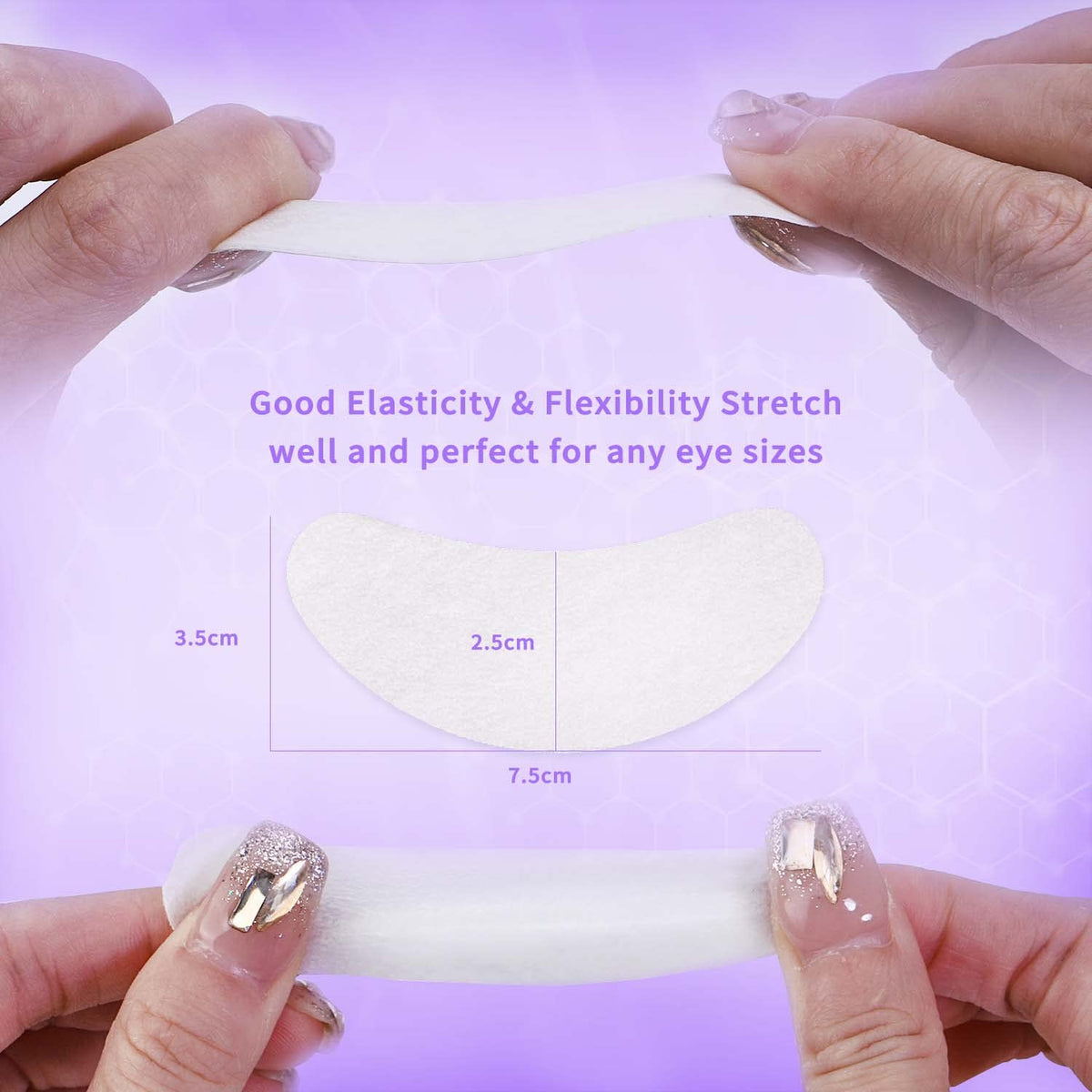 VEYES INC pad in place under eye demonstrating secure adhesion during lash work