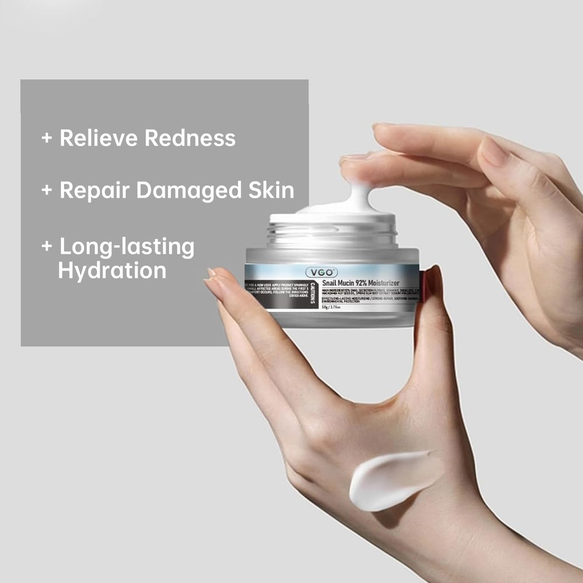 VGO serum texture droplet illustrating silky absorbent formula benefit