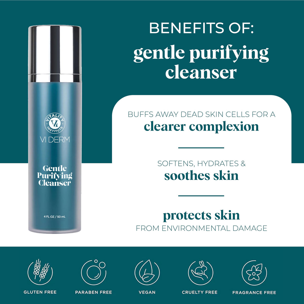 VI DERM cleanser texture close-up showing lightweight hydrating gel