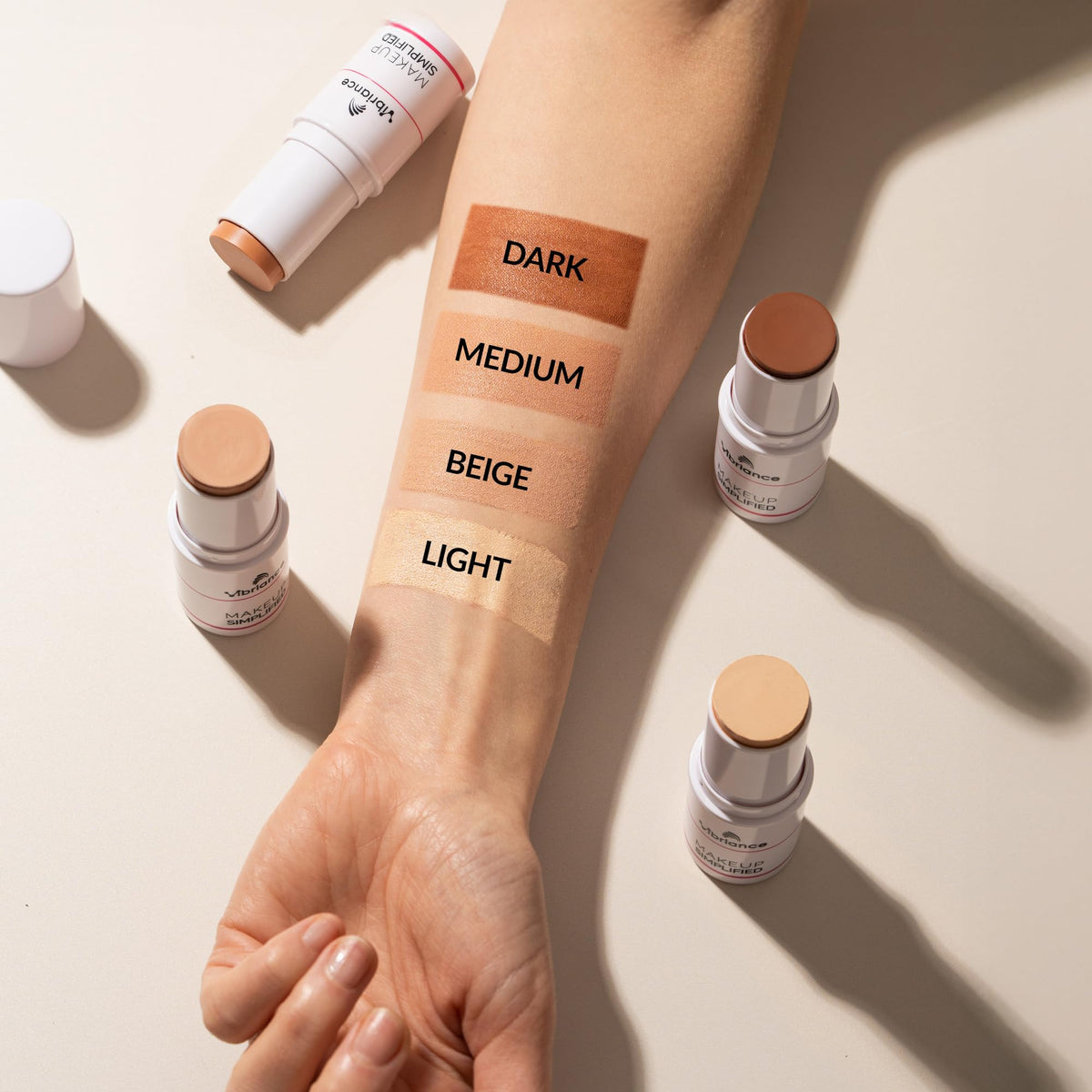 Vibriance blended swatch on arm showing even coverage benefit