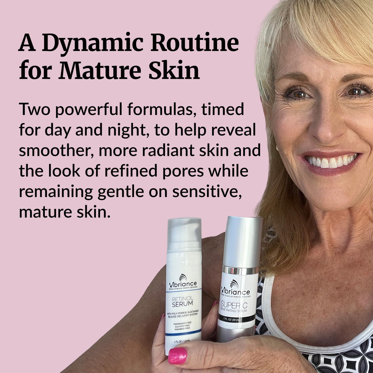 Vibriance serums staged on bathroom counter during morning routine for brightening