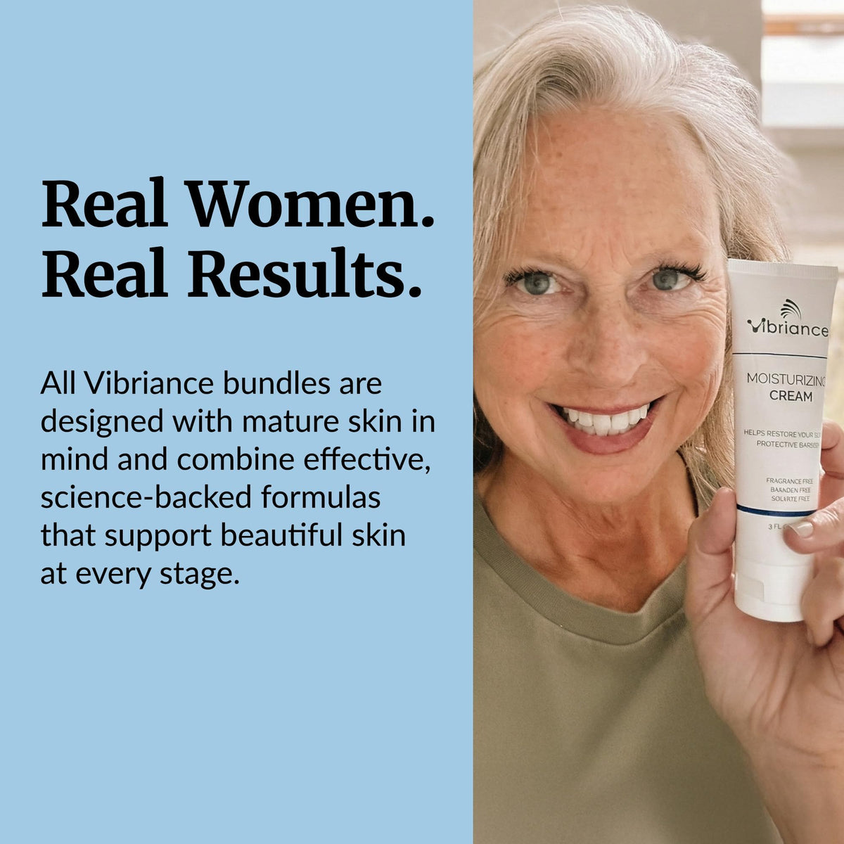 Vibriance bundle styled on bathroom vanity conveying a simple skincare routine