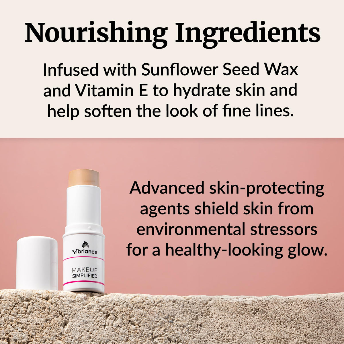 Vibriance ingredient label showing Vitamin E and waxes for conditioning effect