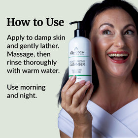 Vibriance dispenser pump action dispensing cleanser for effortless, mess-free use