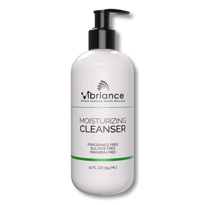 Vibriance front packaging showing cleanser bottle and 12 fl oz size for clear purchase choice
