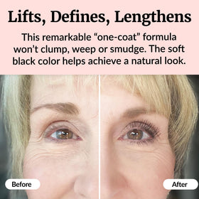 Vibriance mascara in use on upper lashes delivering visible lift and length