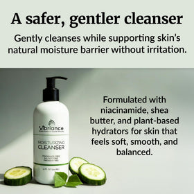 Vibriance label ingredients close-up highlighting niacinamide and shea butter benefits