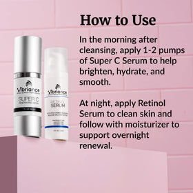 Vibriance Retinol serum dropper dispensing a drop illustrating precise application