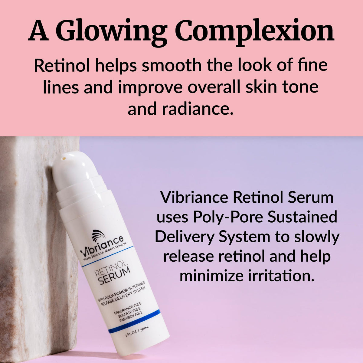Vibriance ingredient label closeup showing sustained-release technology benefits