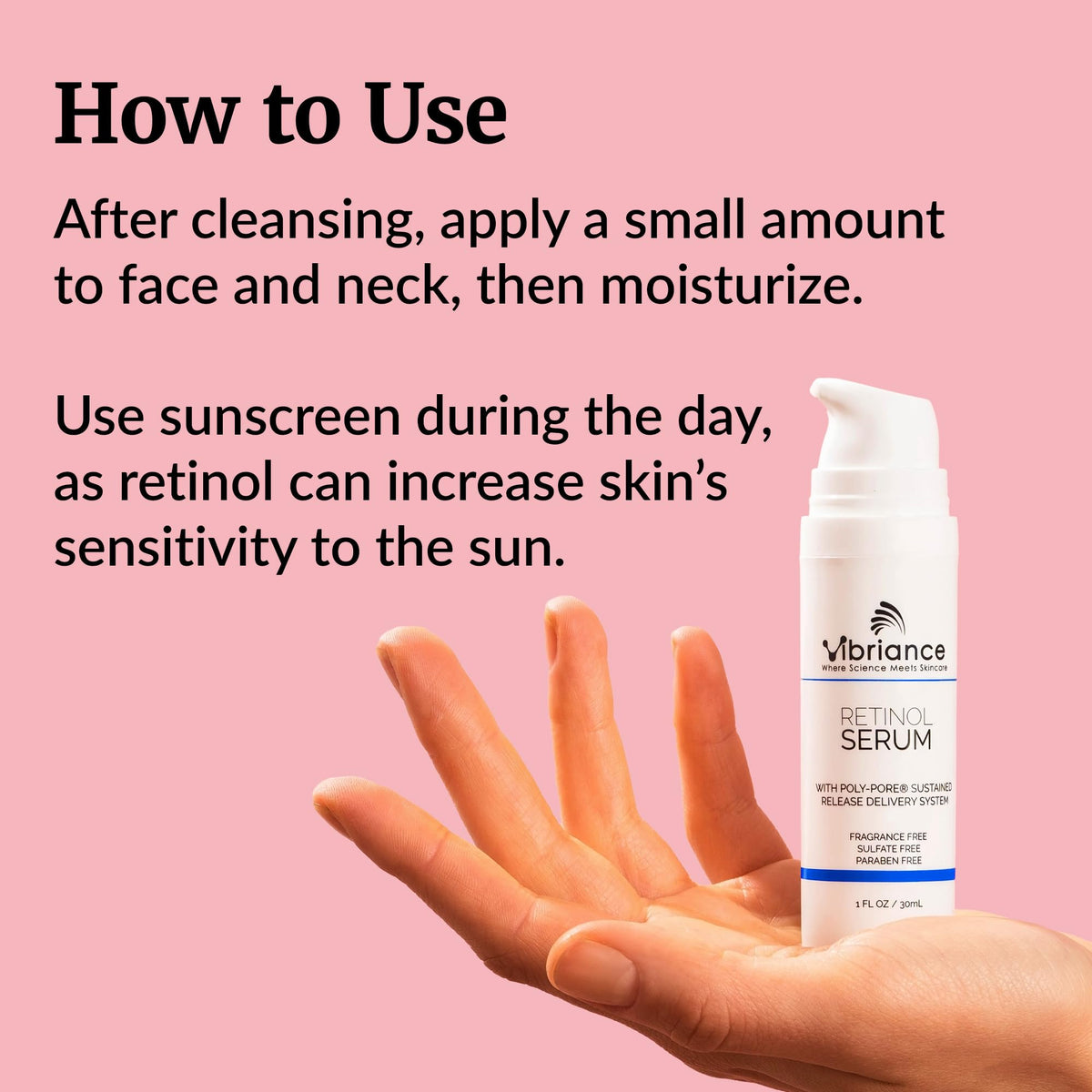 Vibriance retinol serum texture drop demonstrating smooth absorbent consistency