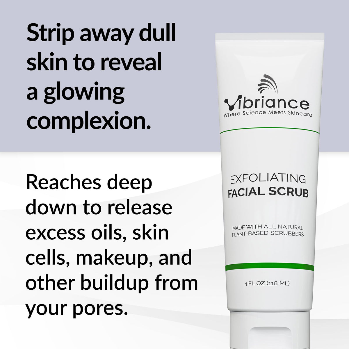 Vibriance texture close-up reveals fine exfoliant beads and creamy base for smooth skin
