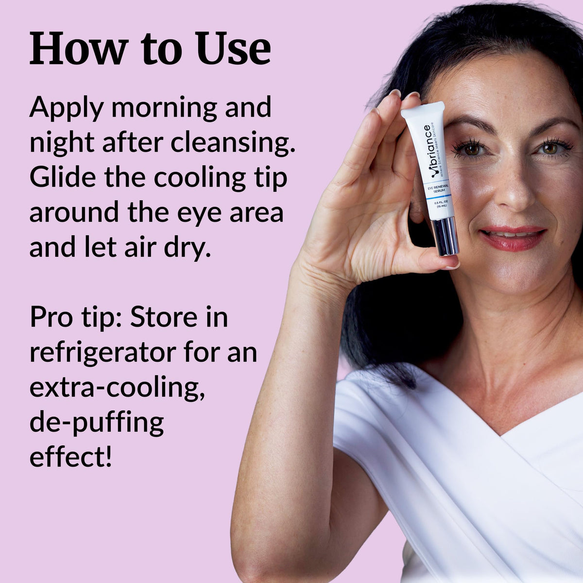 Vibriance serum texture on fingertip illustrating lightweight hydration benefit