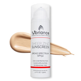 Vibriance front tube showing product packaging and SPF 50 protection