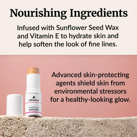 Vibriance on model in natural light showing flattering mature-skin finish