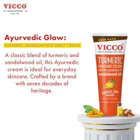 Vicco cream being applied to hand demonstrating smooth spreadability and non-greasy feel