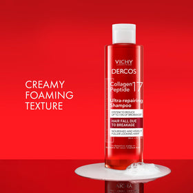 VICHY shampoo with pre-shampoo treatment set showing system benefit