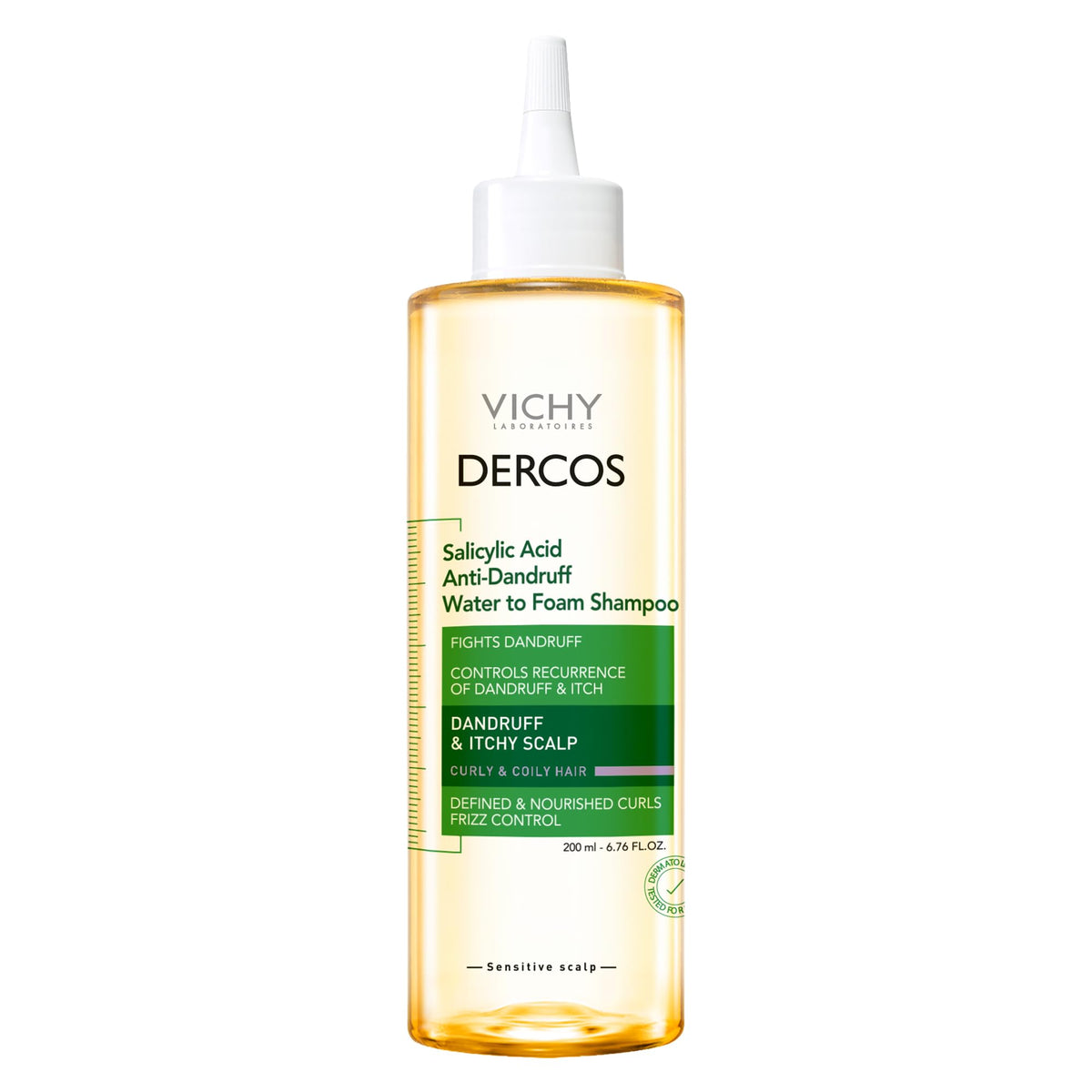 VICHY Dercos front bottle showing packaging and product benefit