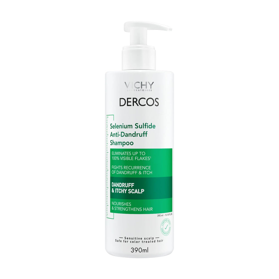 VICHY Dercos front bottle showing label and clinical strength benefits