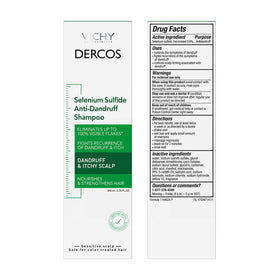 VICHY Dercos bottle on bathroom shelf conveying daily routine benefit